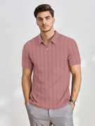 Men Self Design Zip Neck Polyester Maroon T-Shirt - Image 3